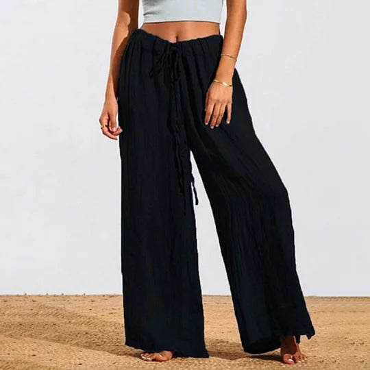 Lunivibe Solid Color Comfortable Loose Cotton And Linen Casual Pants