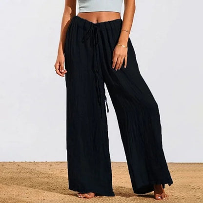 Lunivibe Solid Color Comfortable Loose Cotton And Linen Casual Pants