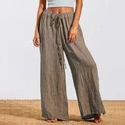 Lunivibe Solid Color Comfortable Loose Cotton And Linen Casual Pants